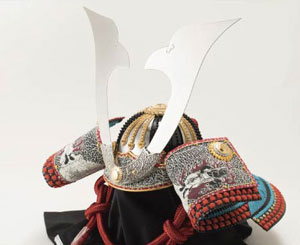 五月人形・厳島神社蔵　国宝『浅葱綾威』模写三分の二　兜飾り Ｎｏ３１０Ｅ