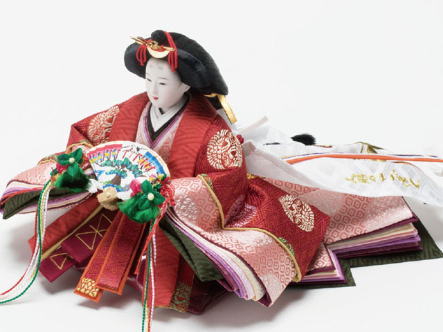雛人形・京小十番親王柳官女付焼桐三段飾りＮｏ３０００Ｂ　女雛の衣装とお顔