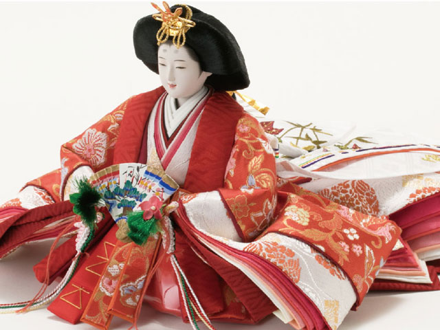 雛人形・京十番親王焼桐高床台親王飾りＮｏ１０１０Ｂ　女雛のお顔と衣装