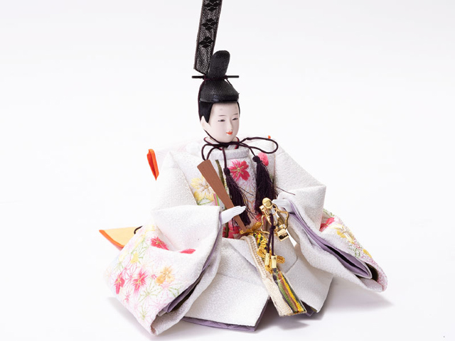 雛人形・京十一番親王タモ材収納飾りＮｏ１０２８セット　男雛のお顔と衣装