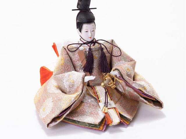 雛人形・京十一番親王欅平台飾りＮｏ１００９Ｄセット　男雛の衣装とお顔