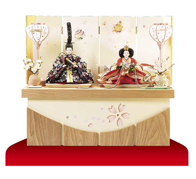 雛人形・京十一番親王　タモ材収納飾り　ＮＯ１０３３