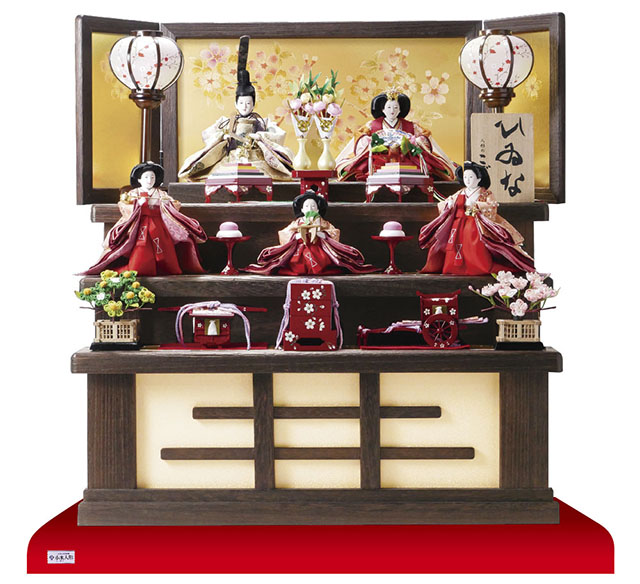 雛人形・京十二番親王小柳官女付焼桐三段収納飾り No2996A