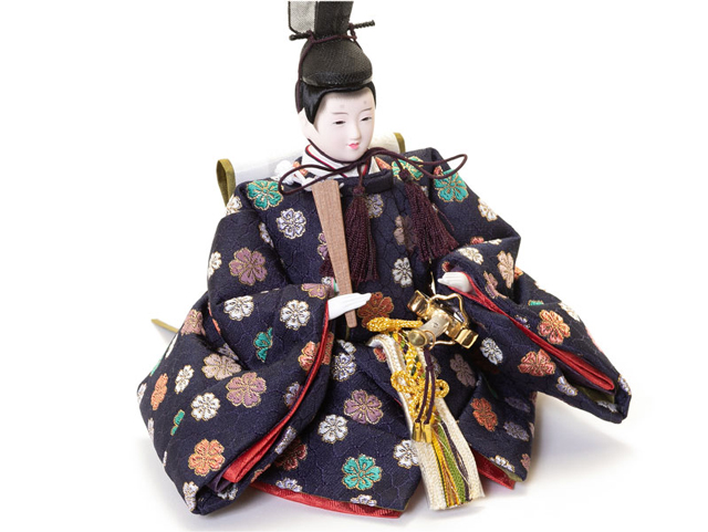 雛人形・京十一番親王焼桐二段飾り 親王・柳官女付五人飾り　　Ｎｏ２９９５Ｂ 男雛のお顔と衣装