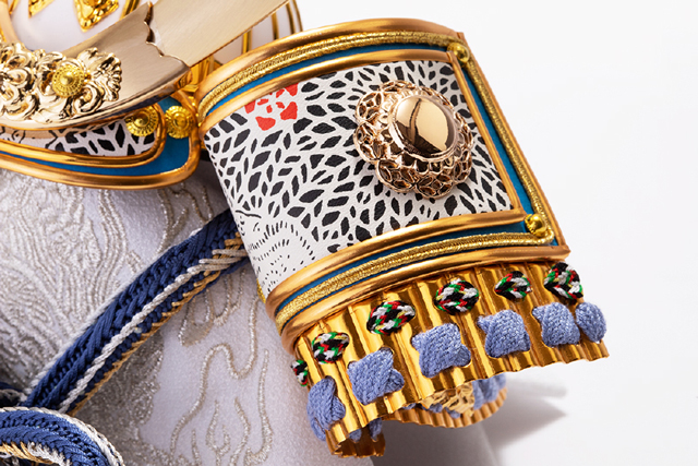 五月人形・パステルカラー兜 収納飾り　青藤義経収納セット　Ｎｏ５５０１Ａ　兜の吹き返し