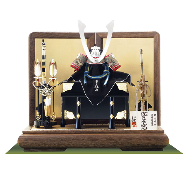 五月人形・広島　厳島神社所蔵 　国宝模写浅葱綾威兜平台飾りＮｏ３１１-Ｅ