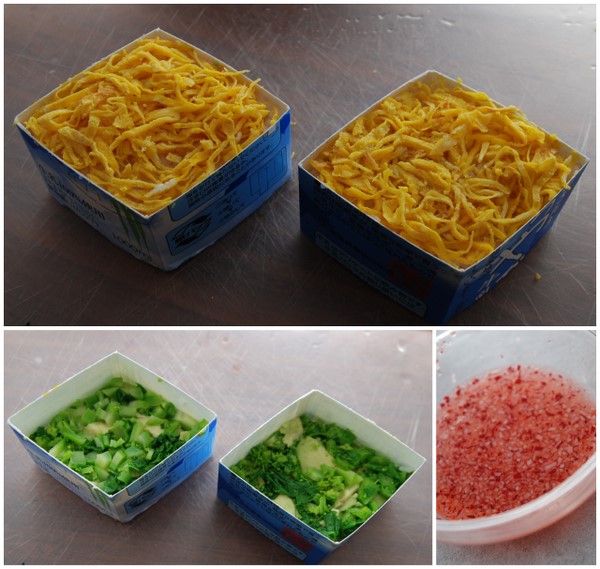 雛人形・お子様の行事の料理　洋風ちらし寿司　菱餅風菱餅