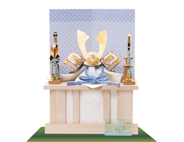 五月人形・パステルカラー兜 収納飾り　水色源氏兜収納セット　Ｎｏ５３０Ａ