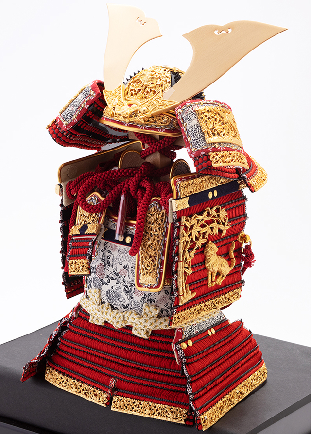 五月人形・奈良 春日大社所蔵　国宝模写　『竹に虎雀』金物赤糸威大鎧飾り　Ｎｏ３４１Ａ　鎧本体