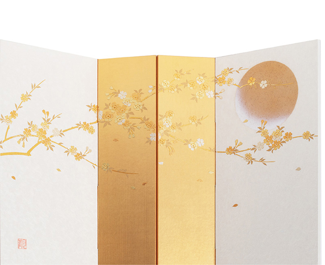 五月人形・平安道斎作 純金箔押白檀仕上げ 岳兜 飾りセット Ｎｏ３９９７　の屏風