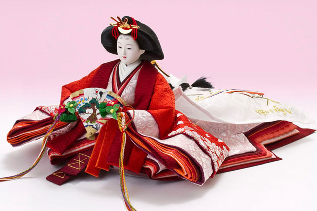 五段飾り　京十番親王芥子十三人揃Ｎｏ５０１１　女雛の衣装とお顔