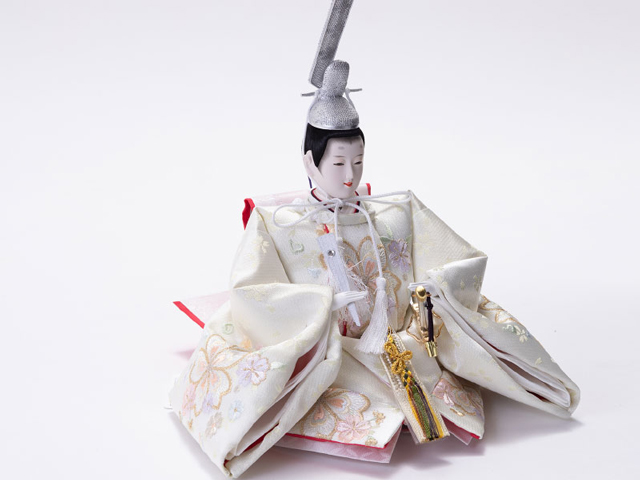 雛人形・京十番焼桐平台親王飾り　Ｎｏ１０１２Ａ　殿のお顔と衣装