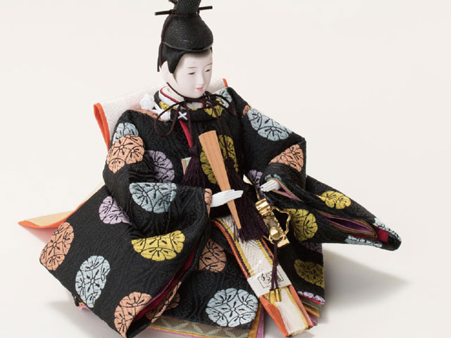京小十番親王柳官女付焼桐三段飾りセット　Ｎｏ２９９２　男雛