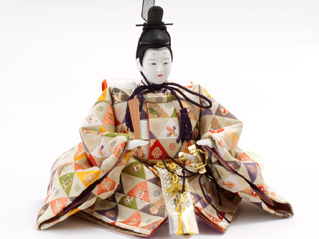雛人形・3011 京十番親王芥子官女付　焼桐三段飾り　男雛の衣装とお顔