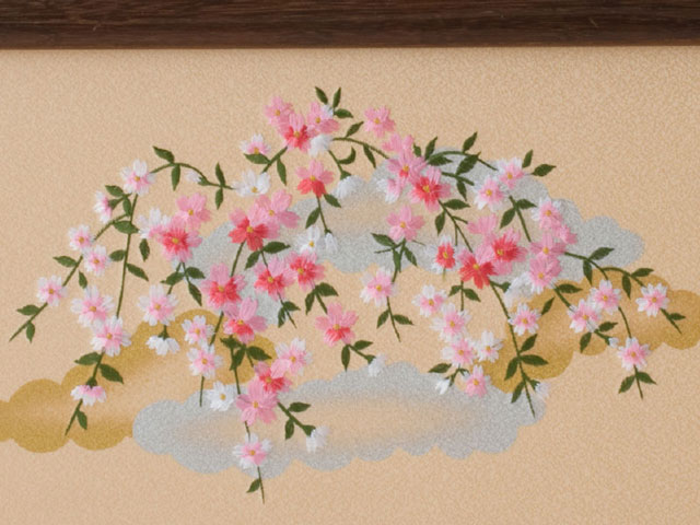 京十番親王芥子官女付焼桐三段飾りセット　Ｎｏ３０１１　ひな屏風