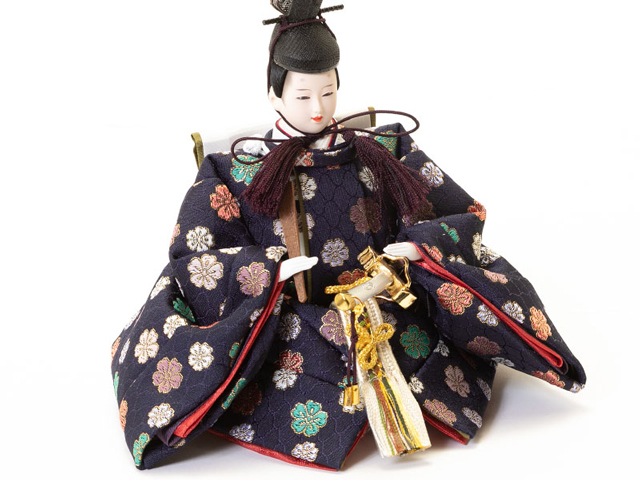 雛人形・京十一番親王柳官女付焼桐収納飾りＮｏ１０１９セット　男雛のお顔と衣装