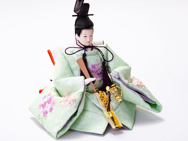 雛人形・京十一番親王白木桐収納飾りＮｏ１０２２Ｂセット　男雛の衣装とお顔