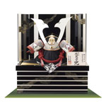 五月人形・厳島神社所蔵 　国宝模写浅葱綾威収納台兜飾りＮｏ３１０－Ｅ