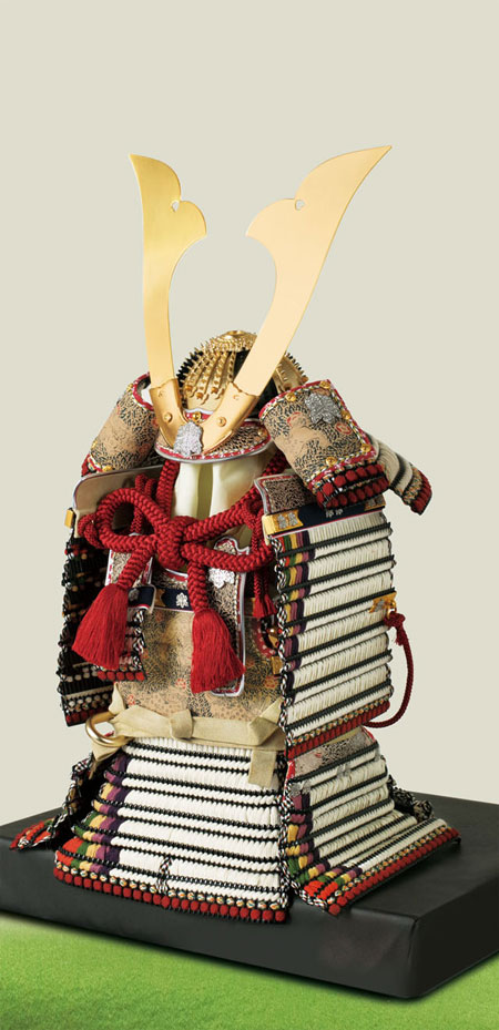 五月人形・櫛引八幡宮所蔵　国宝模写　白糸威褄取鎧飾り　 Ｎｏ３２１-Ｃ
