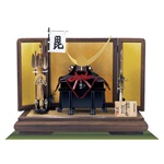 五月人形・戦国武将鎧兜　上杉神社蔵　山形県文化財紫糸縅具足模写兜飾りＮｏ３１３１