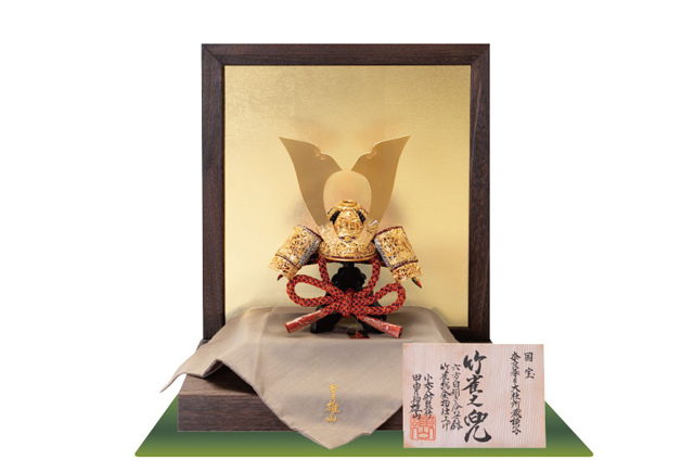 五月人形・奈良 春日大社所蔵　国宝模写『竹に虎雀』金物赤糸威 四分之一 焼桐衝立台飾り Ｎｏ３８１Ａ