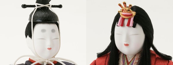 雛人形・木目込人形 弥生金彩雛 親王平台飾り No8720 男雛のお顔と女雛のお顔