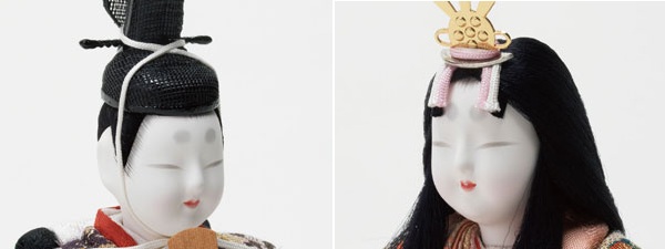 雛人形・木目込人形 真多呂作 親王・官女五人飾り出雲雛 No27423 男雛のお顔と女雛のお顔男