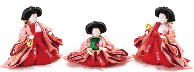 雛人形・京十二番親王小柳官女付焼桐三段収納飾り No2996A 官女