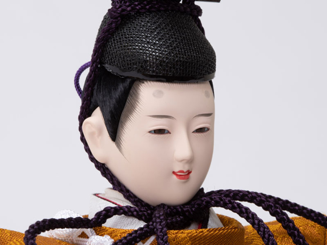 雛人形・京十番 立雛 ケヤキ塗平台飾り　Ｎｏ１３０６　男雛のお顔
