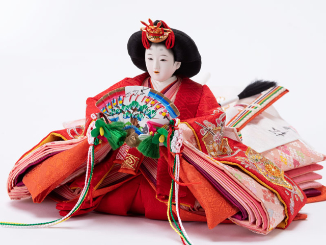 雛人形・金彩刺繍衣装 松寿作 京十一番親王 平台飾り　Ｎｏ１３１１Ａ　女雛の衣装とお顔