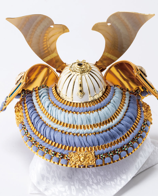 五月人形・パステルカラー兜 収納飾り　青空セット Ｎｏ４５００Ａ　兜の背面