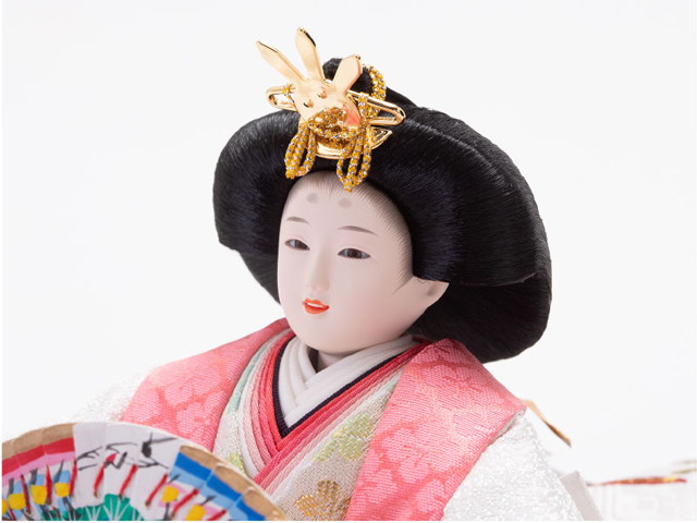 雛人形・京十一番親王タモ材収納飾りＮｏ１０２８セット女雛のお顔