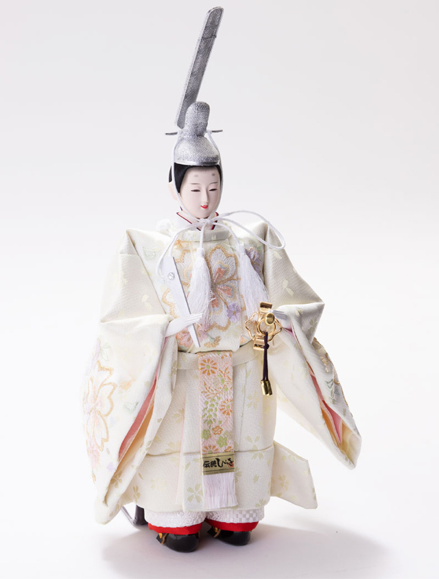 雛人形・京十番塗り欅平台立雛親王飾　Ｎｏ１３０６Ｂ　男雛の衣装とお顔