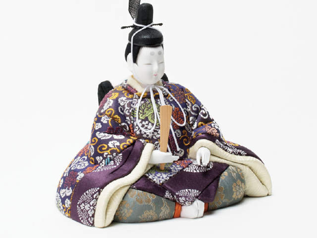 雛人形・木目込人形 真多呂作　京極紫雛　Ｎｏ９９３０１２　男雛の衣装とお顔