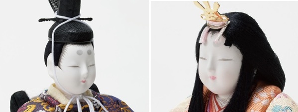 雛人形・木目込人形 真多呂作　京極紫雛　Ｎｏ９９３０１２　男雛のお顔と女雛のお顔