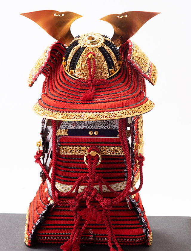 五月人形・奈良 春日大社所蔵　国宝模写　『竹に虎雀』金物赤糸威大鎧　鎧単品Ｎｏ３５１Ａ　鎧兜の背面
