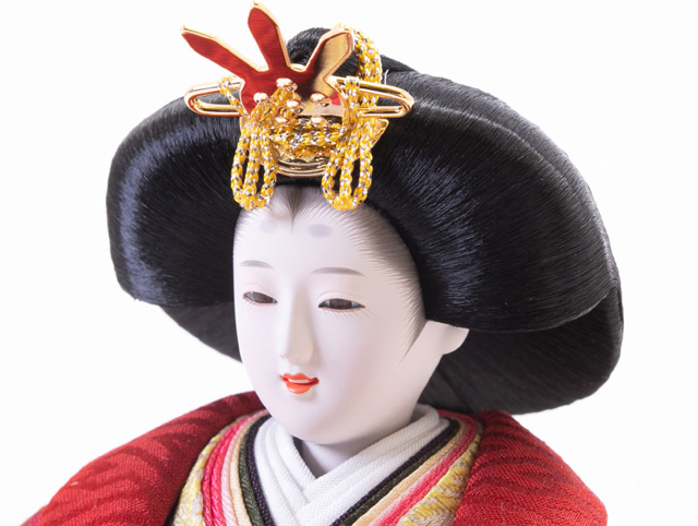 雛人形・京十二番親王　焼桐高床台飾り　ＮＯ１２０８　女雛のお顔