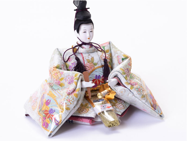 雛人形・金彩京刺繍衣装 松寿作 京十二番親王 檜平台飾り　Ｎｏ１３１0Ａ　男雛のお顔と衣装