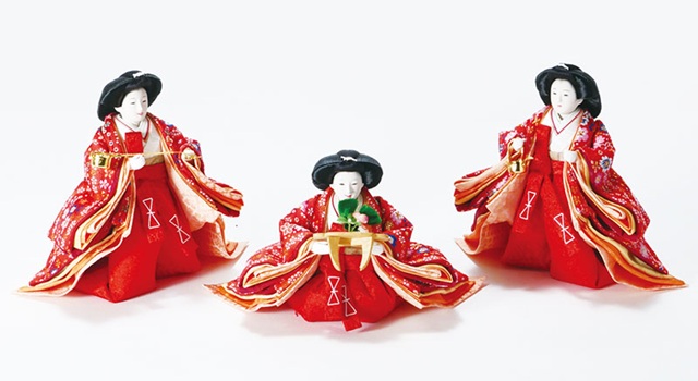 雛人形・京十一番親王焼桐二段飾り 親王・柳官女付五人飾り No2995B 三人官女