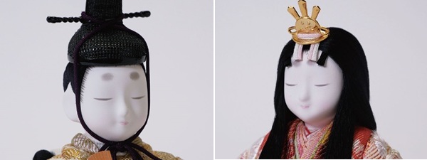 雛人形・木目込人形 真多呂作 親王平台飾り 本金煌珠雛 No2616 男雛のお顔と女雛のお顔