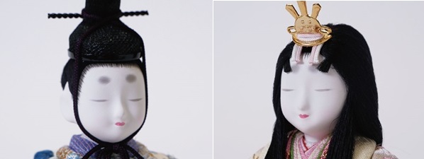 雛人形・木目込人形 真多呂作　親王平台飾り 煌珠雛　Ｎｏ２６４２　男雛のお顔と女雛のお顔