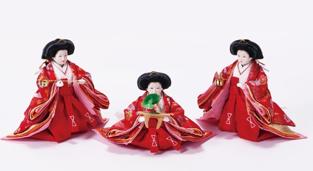 雛人形・京十一番親王柳官女付焼桐収納飾りＮｏ１０１９Ａセット　三人官女