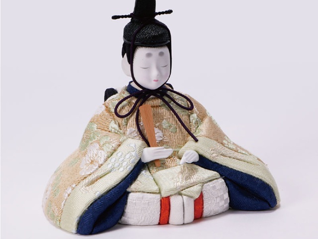 雛人形・木目込人形 真多呂作　親王収納飾り 正絹 煌珠雛 ２５Ｃ　Ｎｏ２７７１　男雛の衣装とお顔
