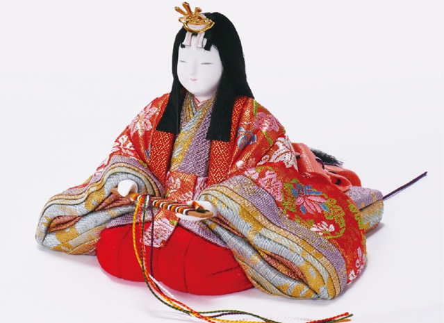 雛人形・木目込人形 真多呂作　親王飾り 正絹 寿光雛 　Ｎｏ２７８７ 女雛の衣装とお顔