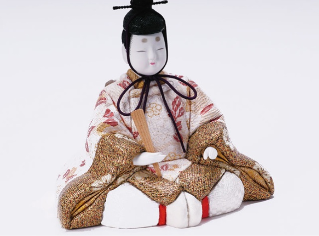雛人形・木目込人形 真多呂作　親王飾り 正絹 寿光雛 　Ｎｏ２７８７ 男雛の衣装とお顔