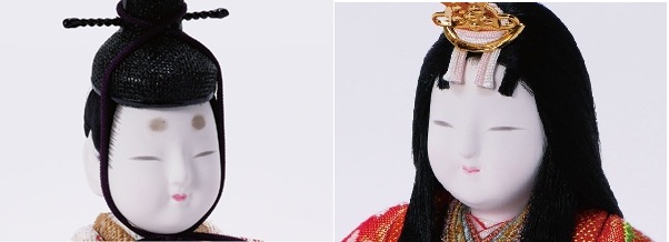 雛人形・木目込人形 真多呂作　親王飾り 正絹 寿光雛 　Ｎｏ２７８７ 男雛のお顔と女雛のお顔